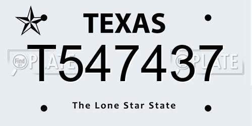 T547437 Texas License Plate