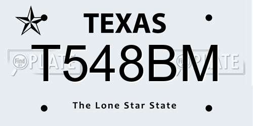 T548BM Texas License Plate