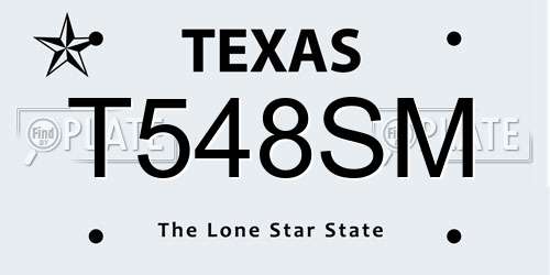 T548SM Texas License Plate