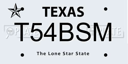 T54BSM Texas License Plate
