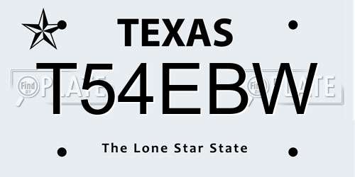 T54EBW Texas License Plate