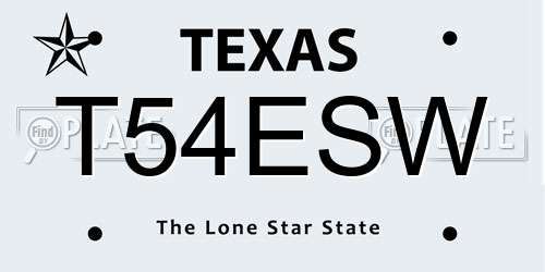 T54ESW Texas License Plate