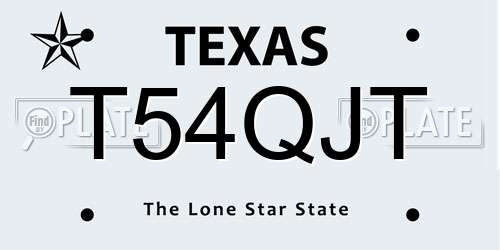 T54QJT Texas License Plate