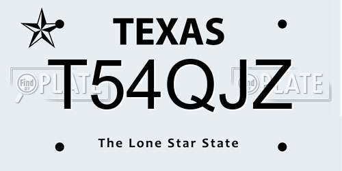 T54QJZ Texas License Plate
