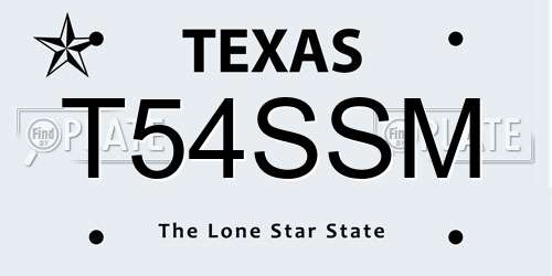 T54SSM Texas License Plate