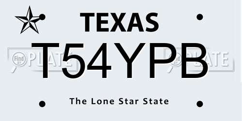 T54YPB Texas License Plate