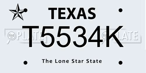 T5534K Texas License Plate