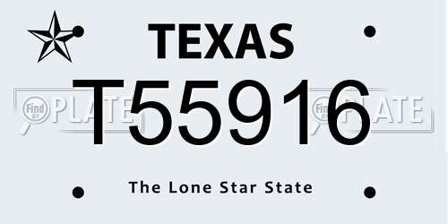 T55916 Texas License Plate