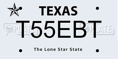 T55EBT Texas License Plate
