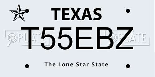 T55EBZ Texas License Plate
