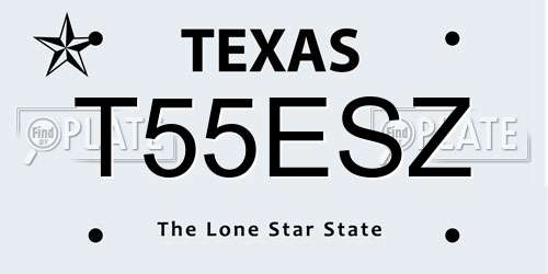 T55ESZ Texas License Plate