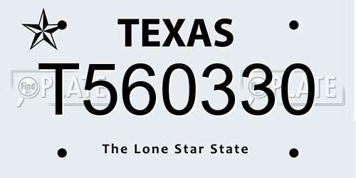 T560330 Texas License Plate
