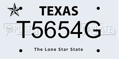 T5654G Texas License Plate