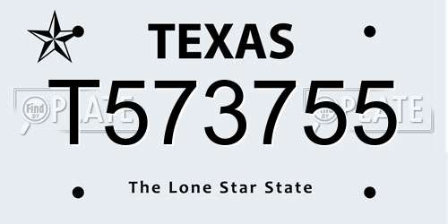 T573755 Texas License Plate