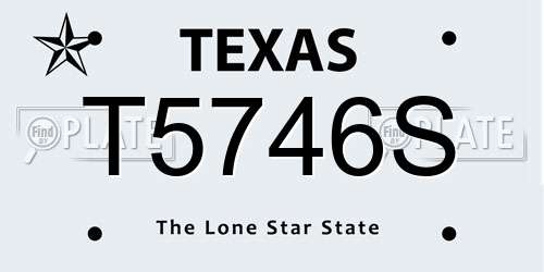 T5746S Texas License Plate