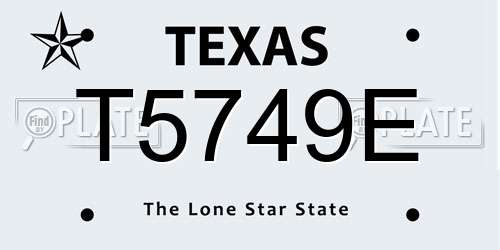 T5749E Texas License Plate