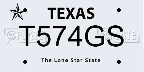 T574GS Texas License Plate