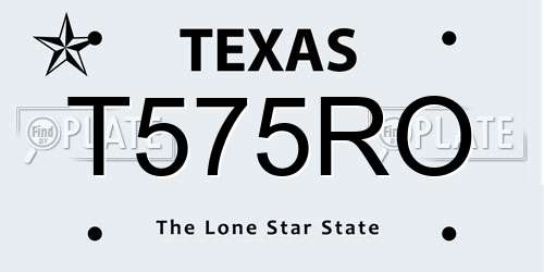 T575RO Texas License Plate