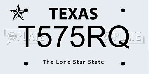 T575RQ Texas License Plate