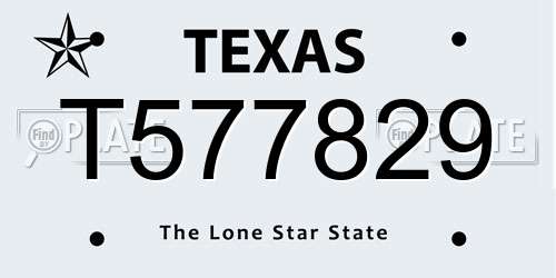 T577829 Texas License Plate