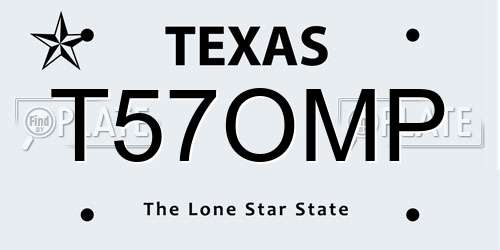 T57OMP Texas License Plate