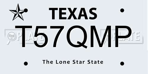 T57QMP Texas License Plate