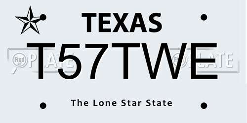 T57TWE Texas License Plate