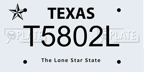 T5802L Texas License Plate