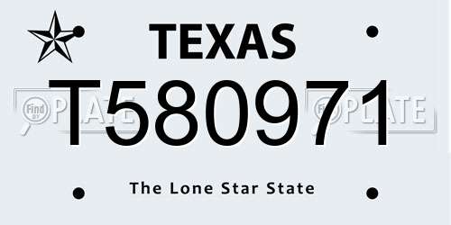 T580971 Texas License Plate