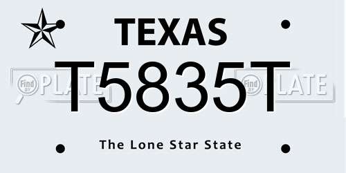 T5835T Texas License Plate