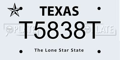 T5838T Texas License Plate
