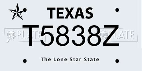 T5838Z Texas License Plate