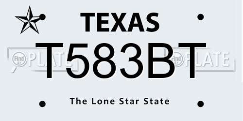 T583BT Texas License Plate