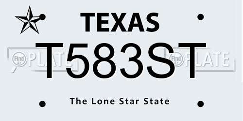 T583ST Texas License Plate