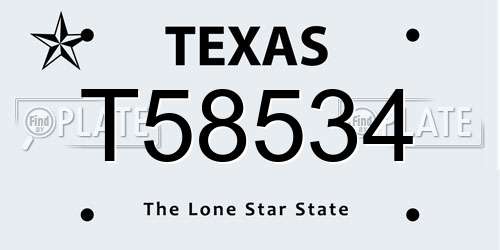 T58534 Texas License Plate