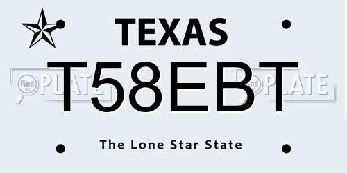 T58EBT Texas License Plate