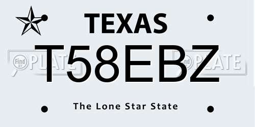 T58EBZ Texas License Plate