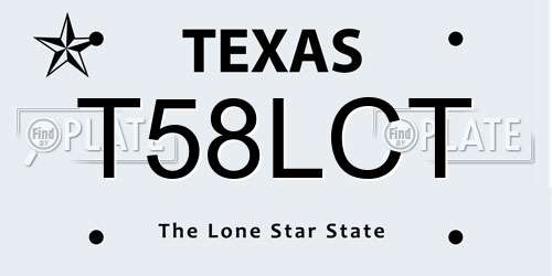 T58LCT Texas License Plate