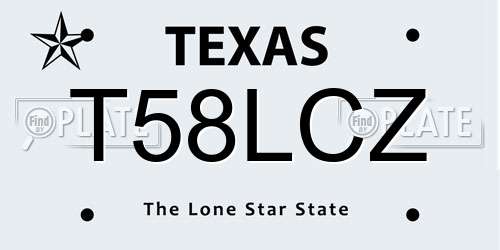 T58LCZ Texas License Plate