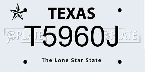 T5960J Texas License Plate
