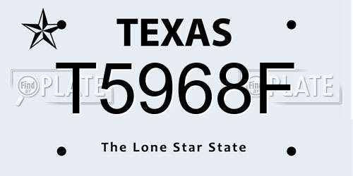 T5968F Texas License Plate