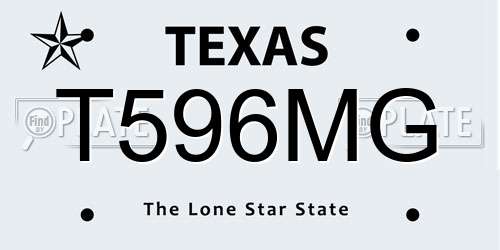 T596MG Texas License Plate