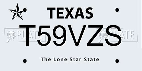 T59VZS Texas License Plate
