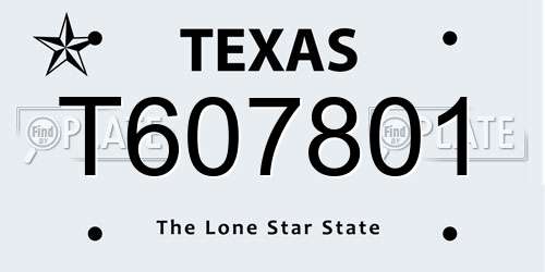 T607801 Texas License Plate