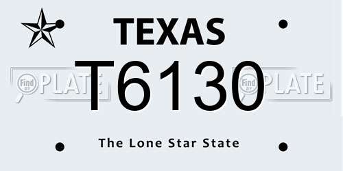 T6130 Texas License Plate