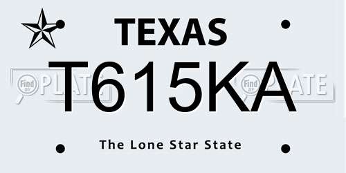 T615KA Texas License Plate