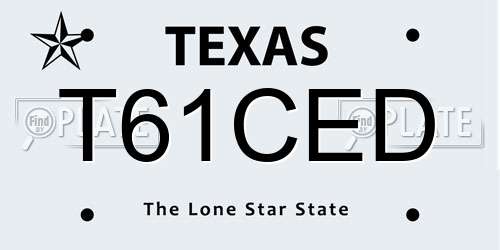 T61CED Texas License Plate