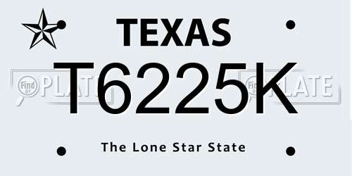 T6225K Texas License Plate