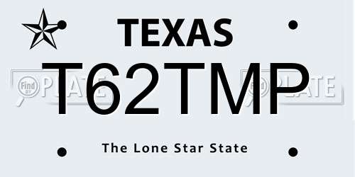 T62TMP Texas License Plate
