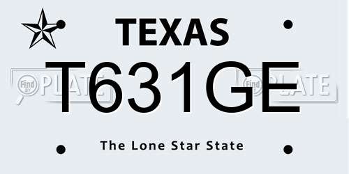 T631GE Texas License Plate